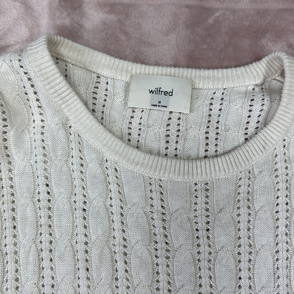 Wilfred Aritzia Cream Cable Knit Fall Sweater M - Picture 3 of 8